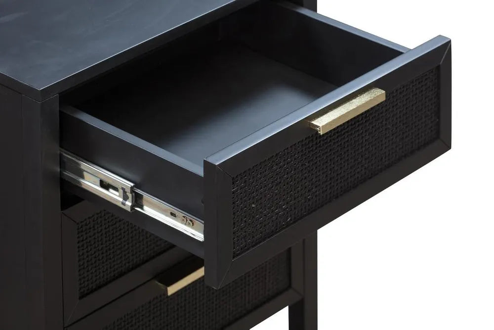 Santorini 3 Drawer Bedside Black