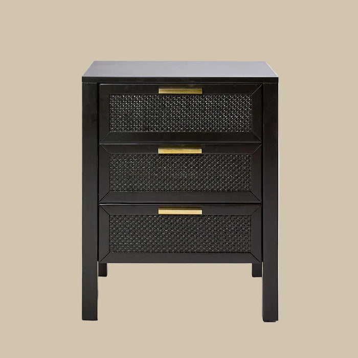 Santorini 3 Drawer Bedside Black