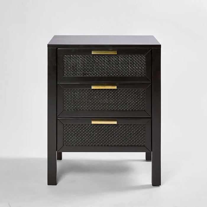 Santorini 3 Drawer Bedside Black