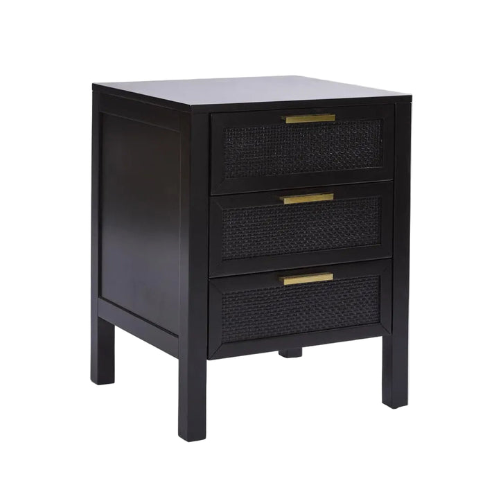 Santorini 3 Drawer Bedside Black