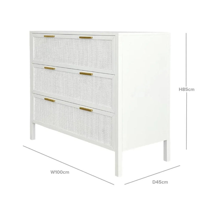 Santorini 1.0m Hamptons Dresser - White
