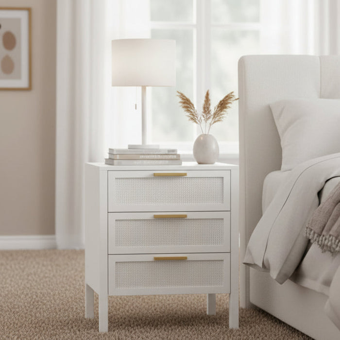 Santorini 3 Drawer Bedside White