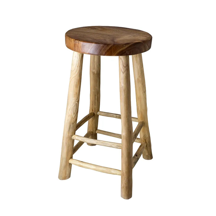 Teak Stool Lacquered Medium 64cm H