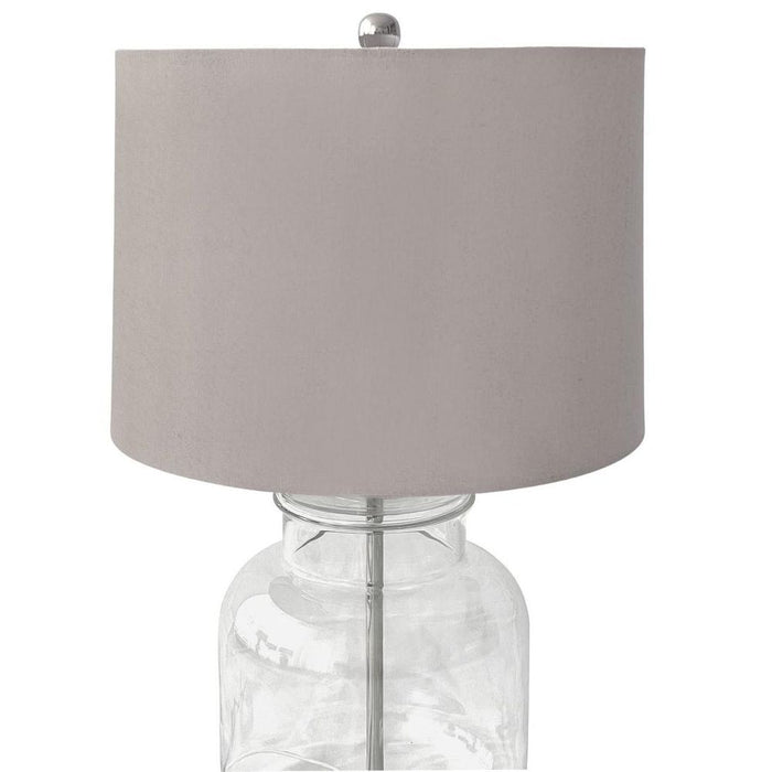 Regency Nickel and Glass Table Lamp with Natural Linen Shade