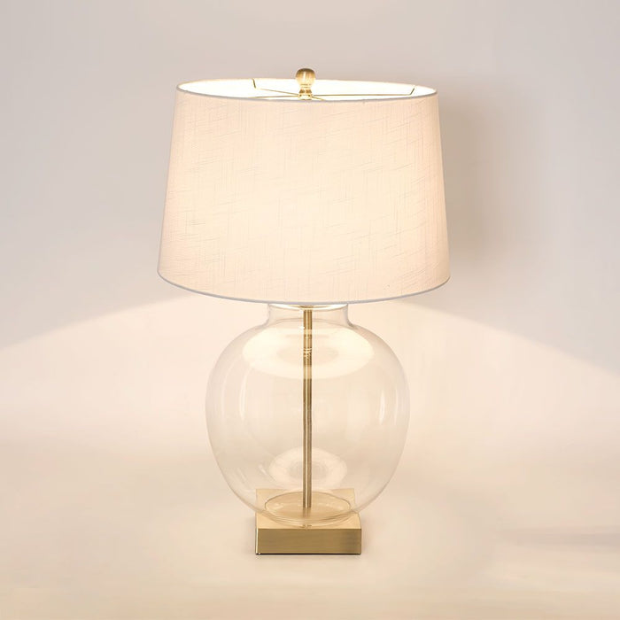 Ellyn Glass and Brass Lamp with White Linen Shade