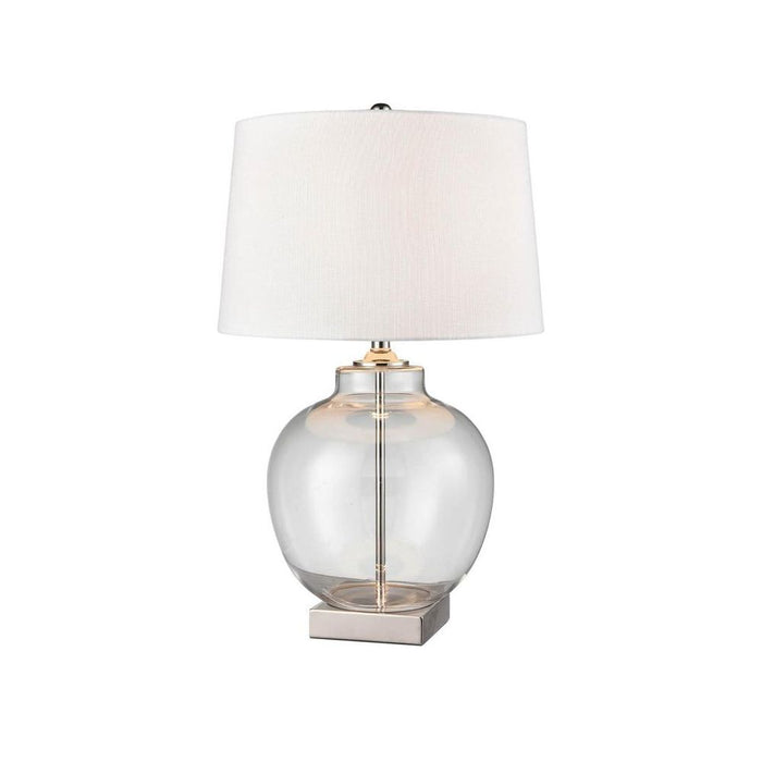 Ellyn Glass and Nickel Lamp with White Linen Shade
