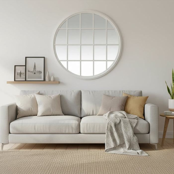 Hamptons Round Mirror - 120cm x 120cm White