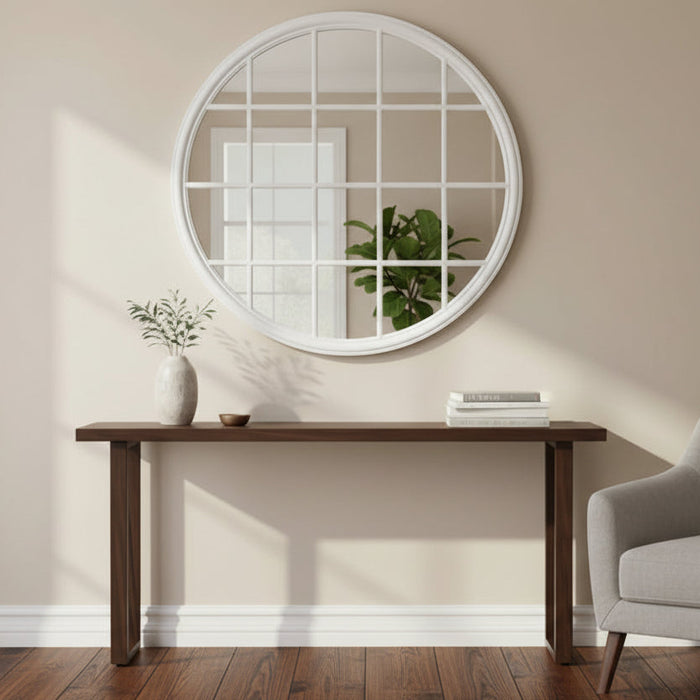 Hamptons Round Mirror - 120cm x 120cm White