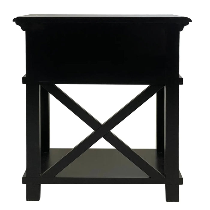 Black Hamptons 1 Drawer Bedside Table