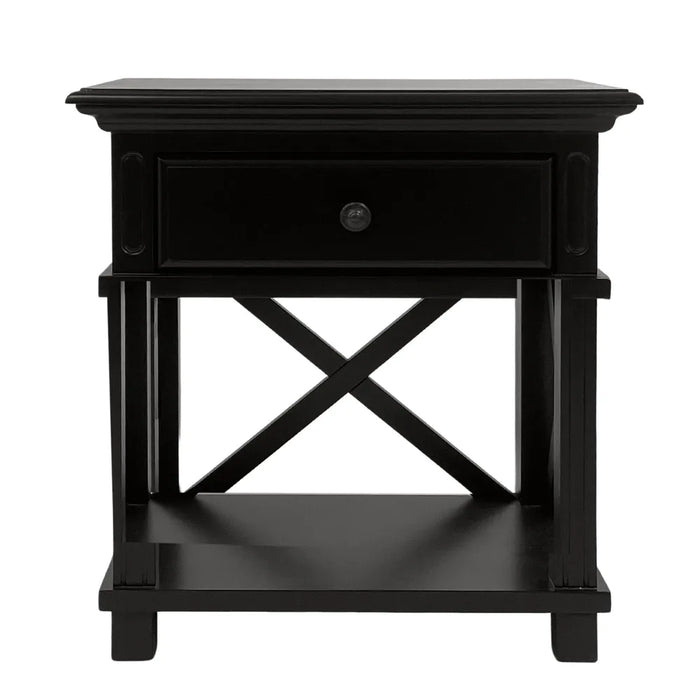 Black Hamptons 1 Drawer Bedside Table