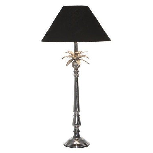 Nickel Pineapple Leaf Lamp W/Black Shade
