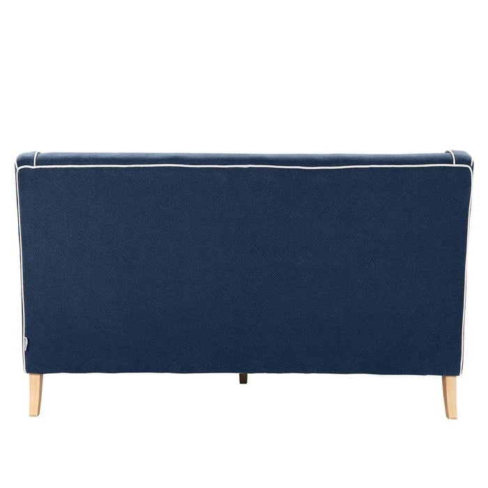 3 Seater Navy Bondi Hamptons Sofa with White Piping