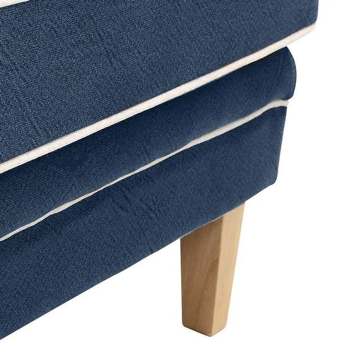 3 Seater Navy Bondi Hamptons Sofa with White Piping