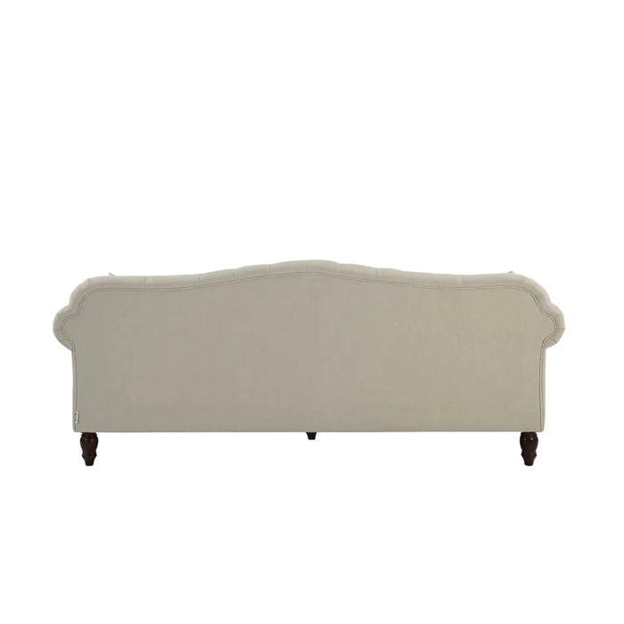 3 Seater Beige Vaucluse Buttoned Sofa
