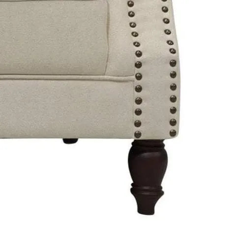 3 Seater Beige Vaucluse Buttoned Sofa