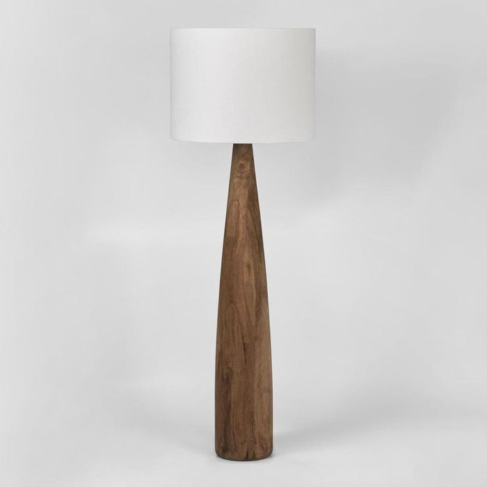 Samson Wood Floor Lamp Saddle Base with White Shade