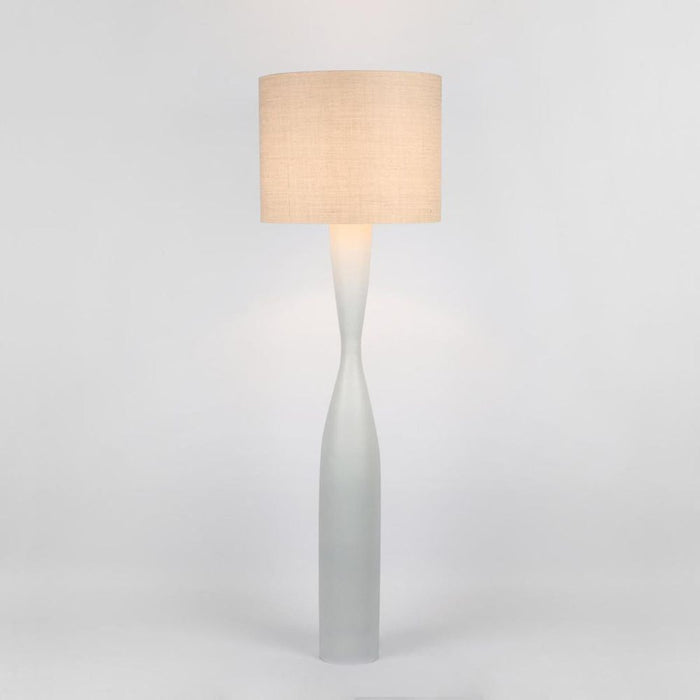 Callum Floor Lamp Base White with Natural Shade