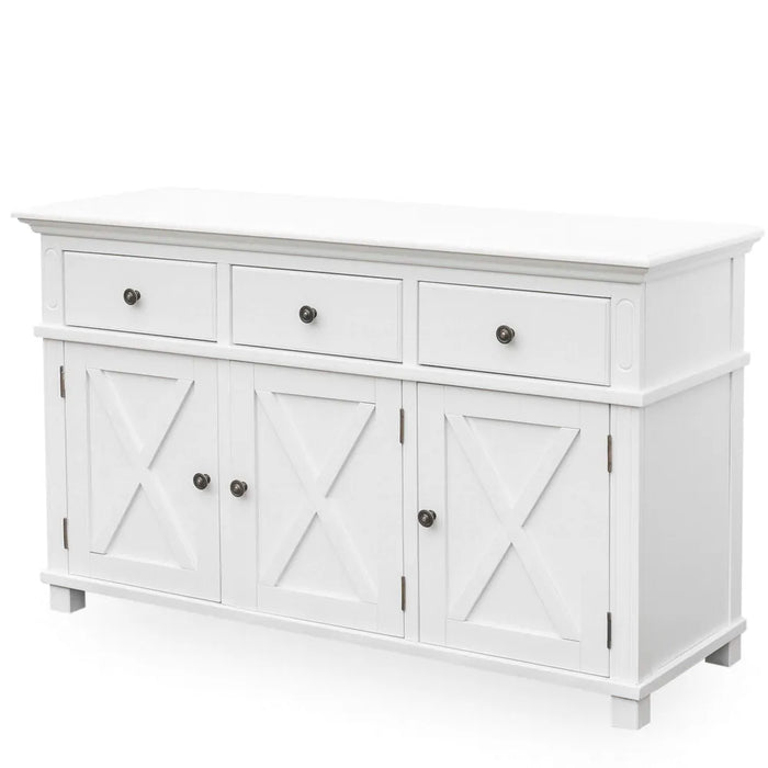 White Sorrento 3 Door with 3 Drawer Buffet 145cm