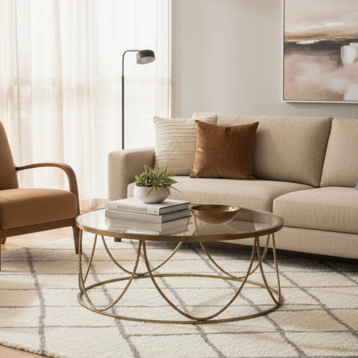 Palais Round Coffee Table, Gold