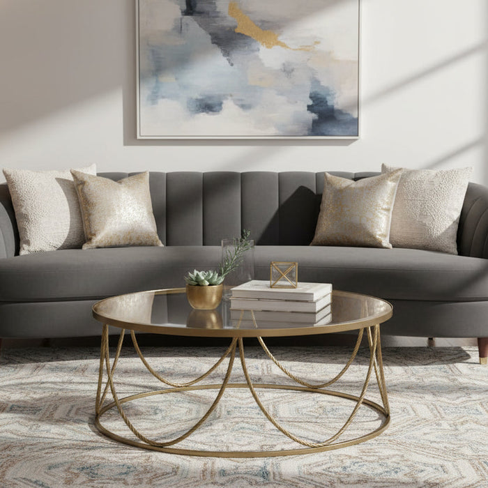 Milano Round Glass Coffee Table Gold 100cm