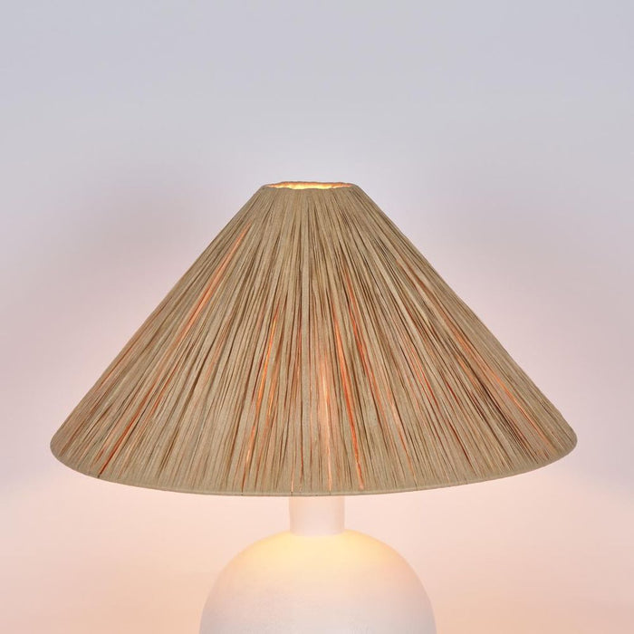 Esta Lamp Small White with Raffia Shade