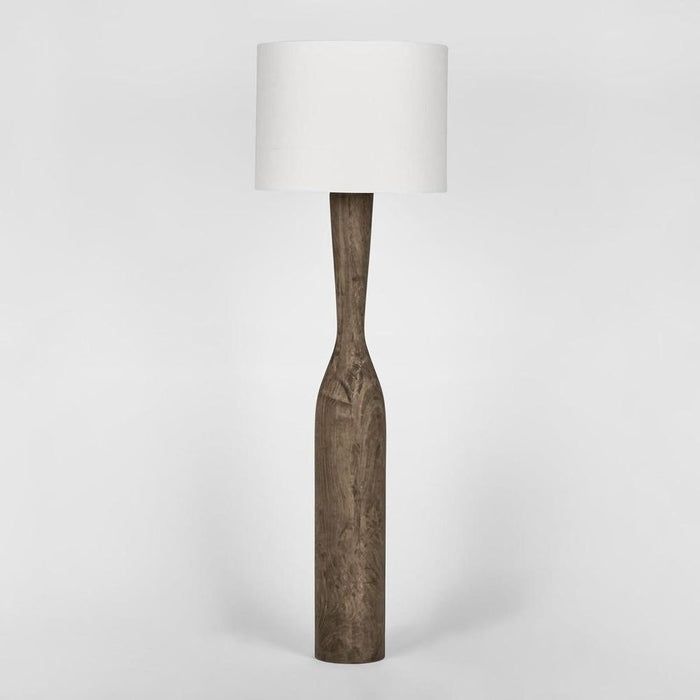 Callum Timber Floor Lamp Base With White Shade
