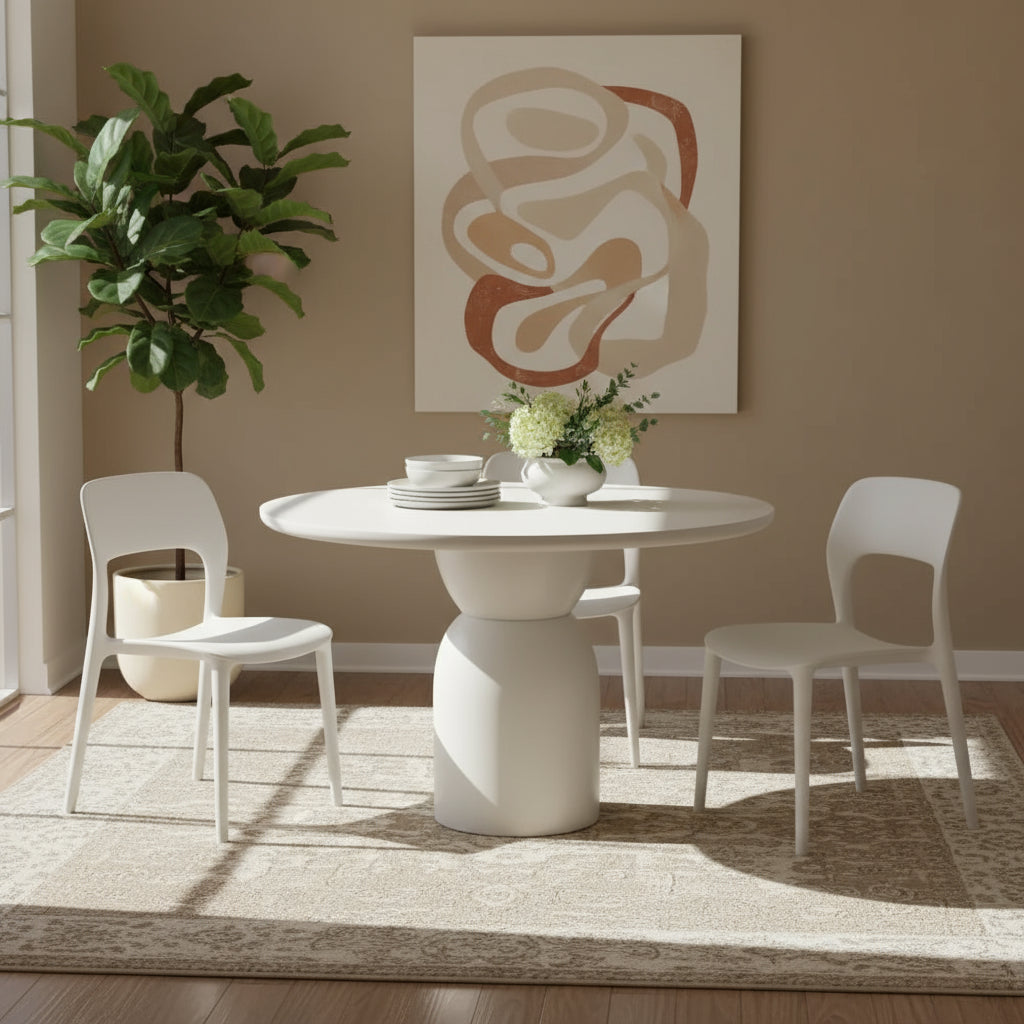 Olive 120cm Round Dining Table White — Lj Bedding and Furnitures