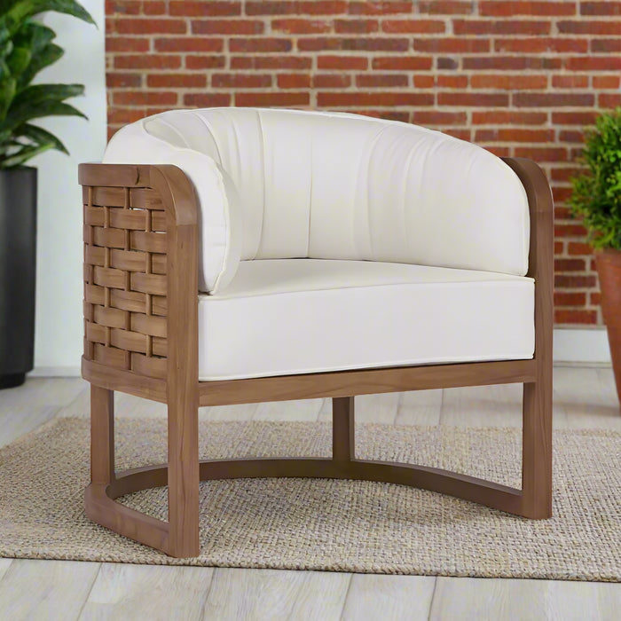 Natural Weaverly Teak Armchair with Cushion