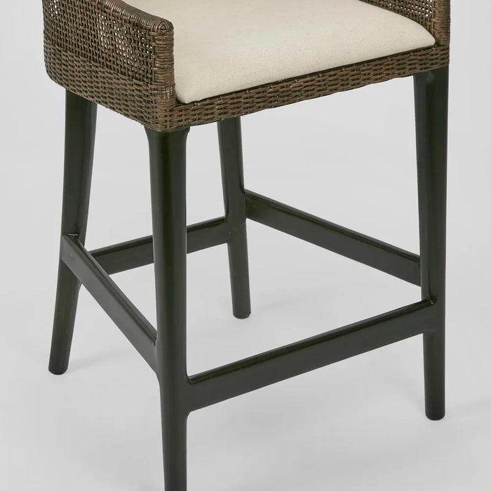 Carla Rattan Counter Stool Soil Brown with Seat Cushion