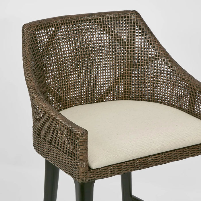 Carla Rattan Counter Stool Soil Brown with Seat Cushion