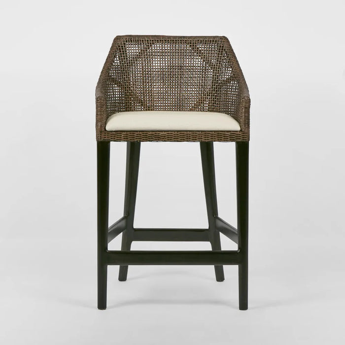 Carla Rattan Counter Stool Soil Brown with Seat Cushion