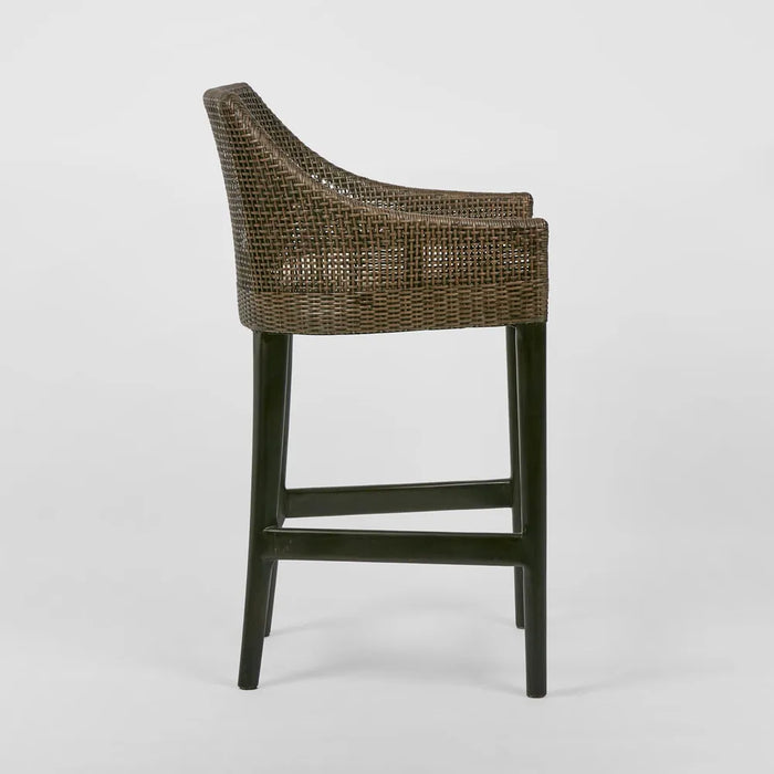 Carla Rattan Counter Stool Soil Brown with Seat Cushion