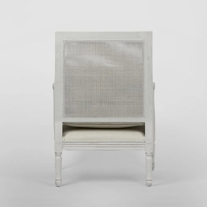 White Hicks Caned Armchair with Cushion