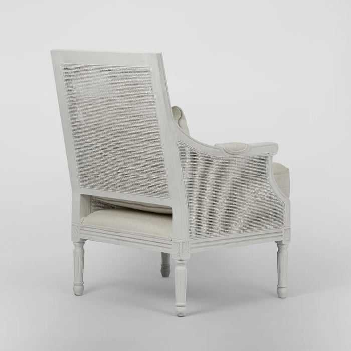 White Hicks Caned Armchair with Cushion