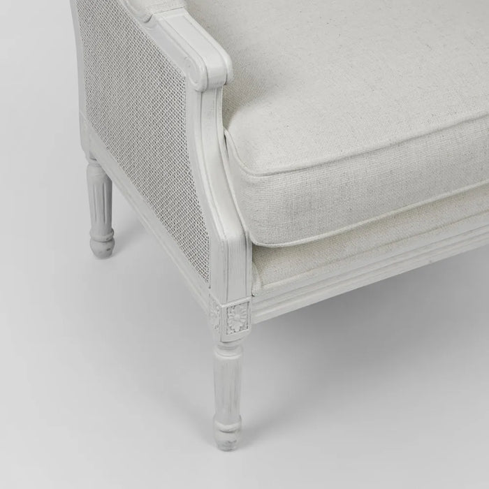 White Hicks Caned Armchair with Cushion