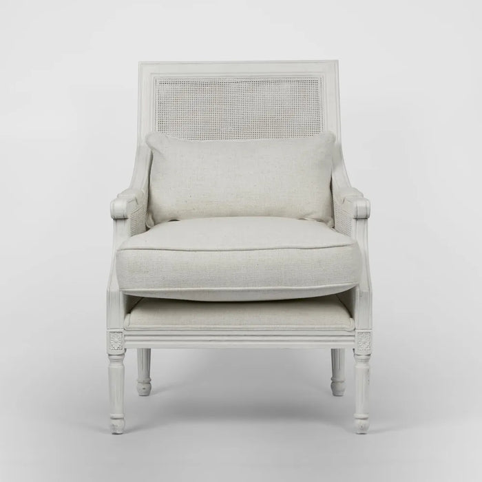 White Hicks Caned Armchair with Cushion