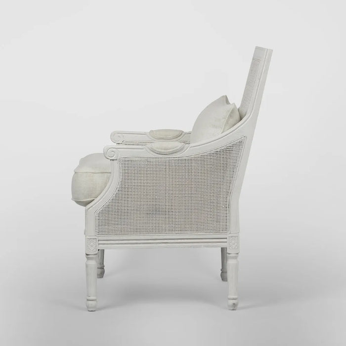 White Hicks Caned Armchair with Cushion