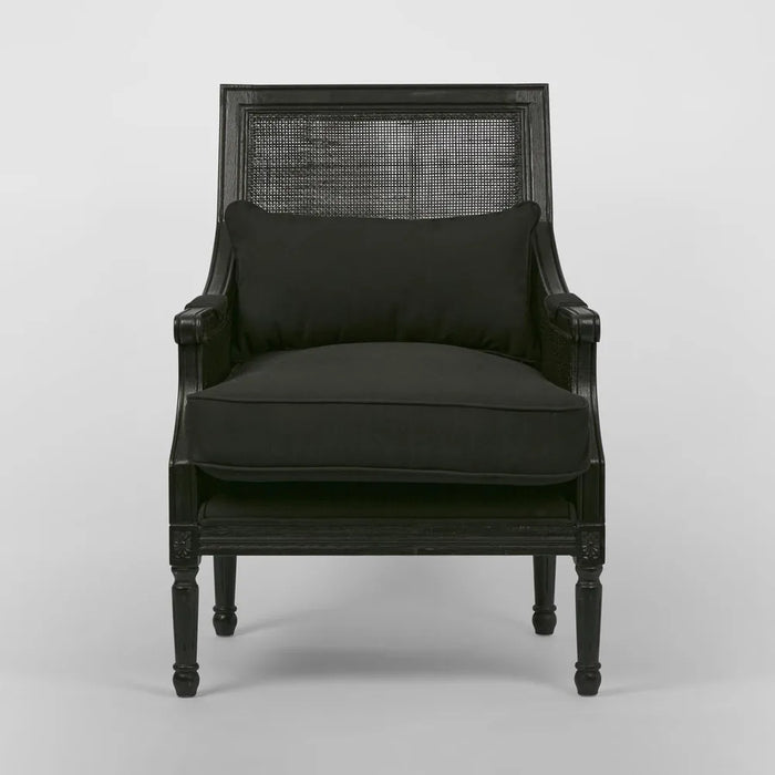 Black Hicks Caned Armchair with Cushion