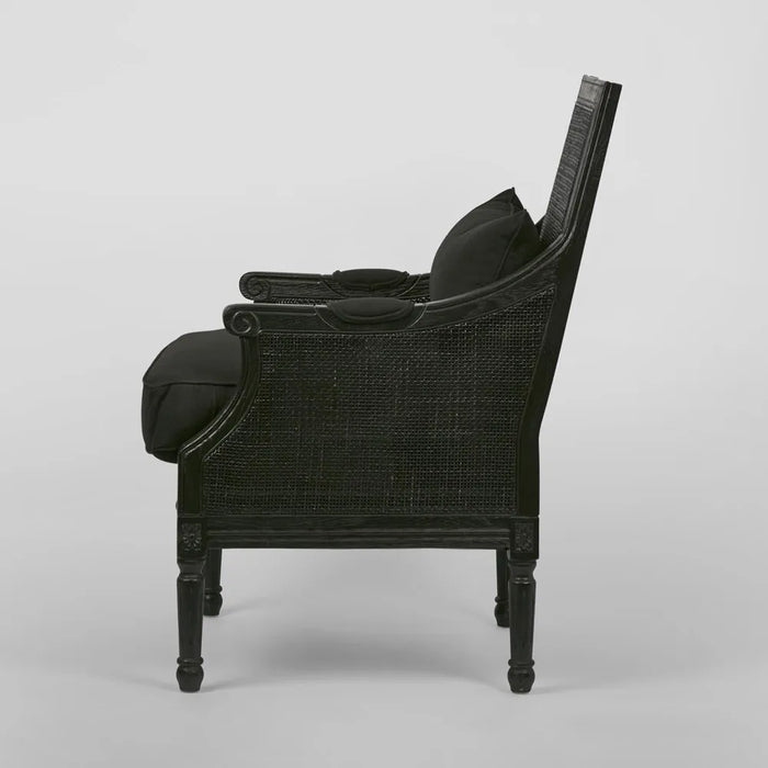 Black Hicks Caned Armchair with Cushion