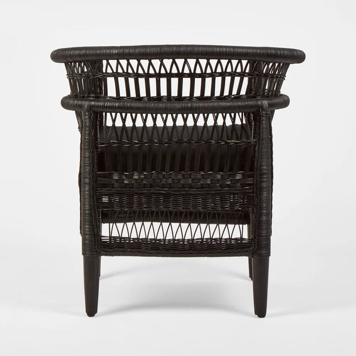 Black Livingstone Wicker Armchair with Cushion