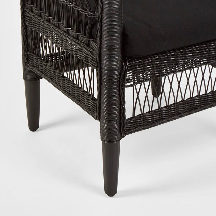 Black Livingstone Wicker Armchair with Cushion