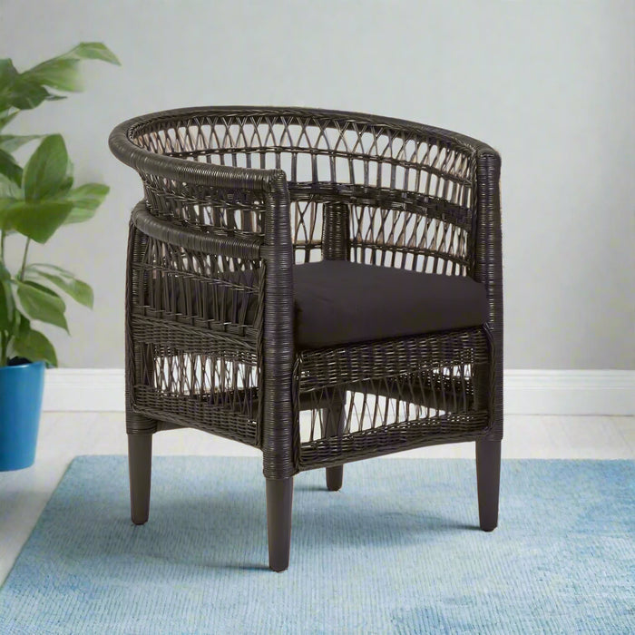 Black Livingstone Wicker Armchair with Cushion