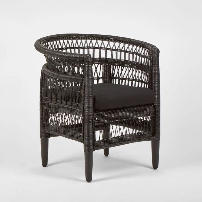 Black Livingstone Wicker Armchair with Cushion