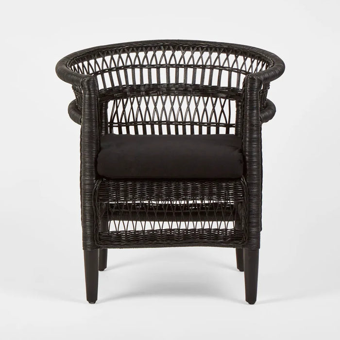 Black Livingstone Wicker Armchair with Cushion