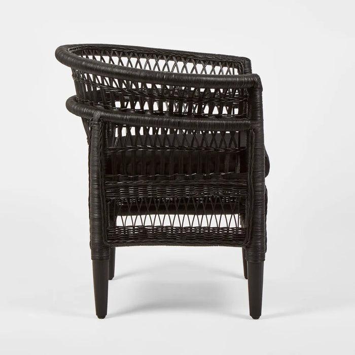 Black Livingstone Wicker Armchair with Cushion