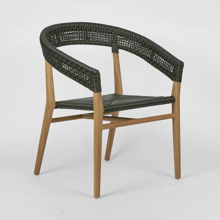 Black Outdoor Cove Teak & Synthetic Dining Chair