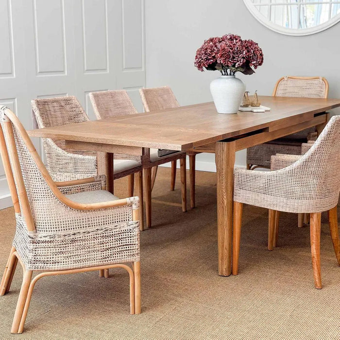 Rossa Extendable 180 to 280cm Hamptons Dining Table Oakwood