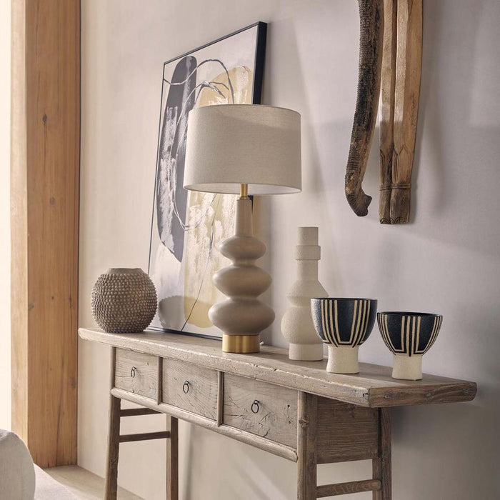 Linden Sandstone Table Lamp & Linen Shade