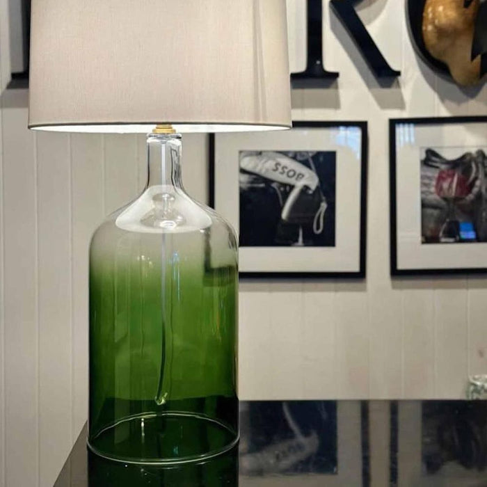 Henley Green Glass Table Lamp & White Shade