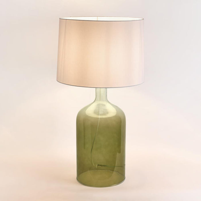 Henley Green Glass Table Lamp & White Shade